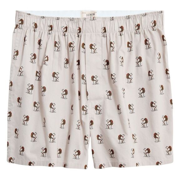 J. Crew Men’s Cotton Poplin Woven Boxer Briefs Camping Bear Graphic Print - Picture 1 of 3